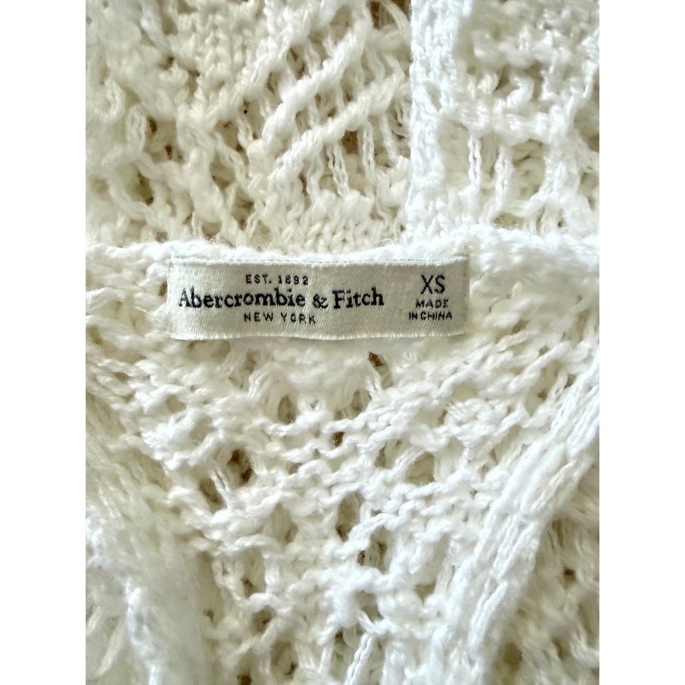 Vintage Abercrombie & Fitch White Crochet Knit Tank Top Y2K Boho 2000s 150122130 - Picture 3 of 8